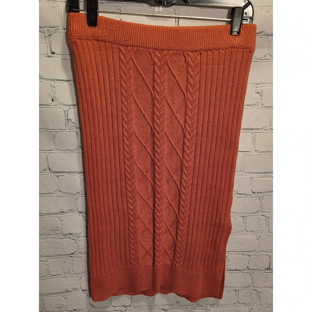 NWT Marc New York Andrew Marc Cable Knit Pencil Skirt Chili Burnt Orange Size S